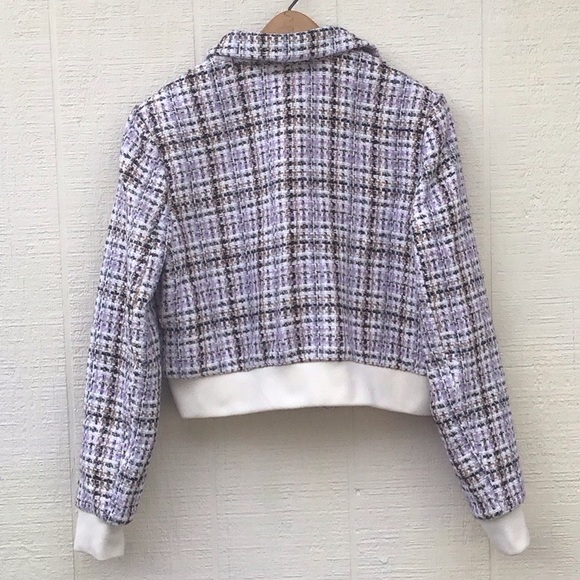 Mango Helen tweed heart button bomber jacket - Picture 4 of 16